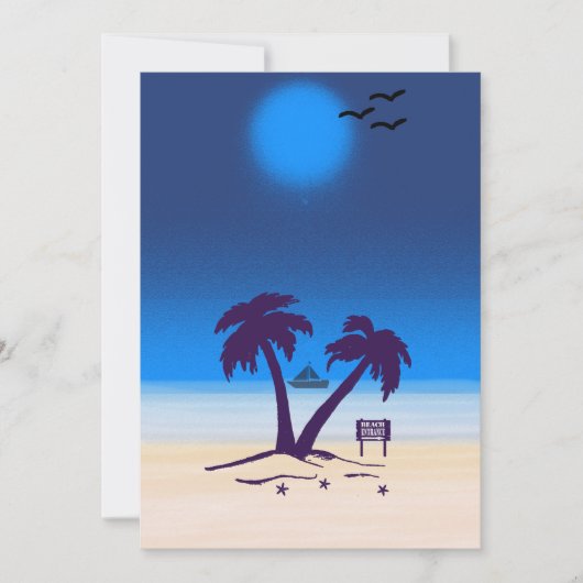 Beach Palm Trees Blue Midnight Einladung (Vorderseite)