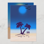 Beach Palm Trees Blue Midnight Einladung (Vorne/Hinten)