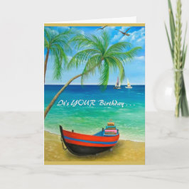 Beach Palm Trees Boats Tropics Perfekt Tag Karte