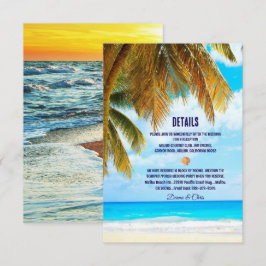 Beach Palm Trees Hochzeit in Urlaubsort Begleitkarte