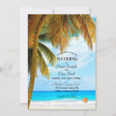 Beach Palm Trees Hochzeit in Urlaubsort Einladung (Vorderseite)