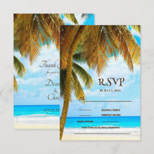 Beach Palm Trees Hochzeit in Urlaubsort RSVP Karte