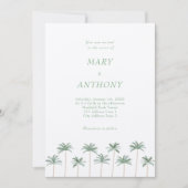 Beach Palm Trees Hochzeitseinladung Einladung (Vorderseite)