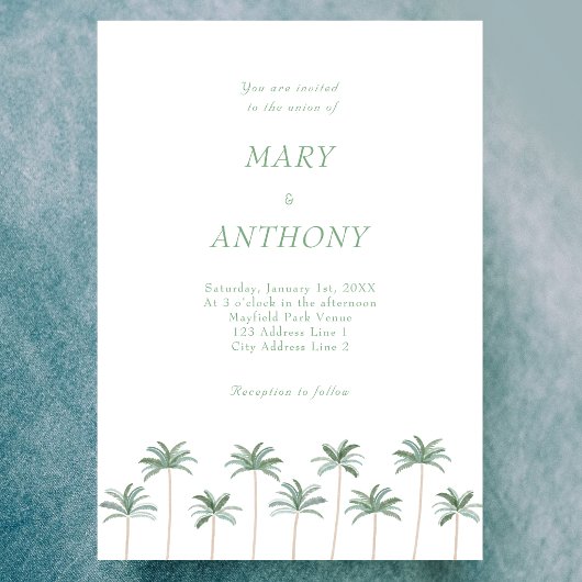 Beach Palm Trees Hochzeitseinladung Einladung