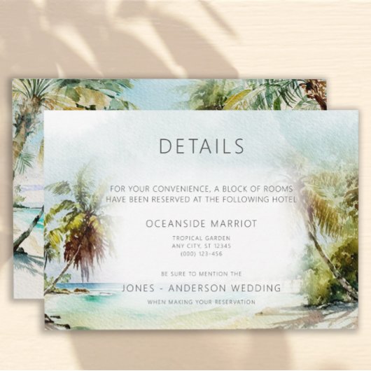 Beach Palm Trees Hochzeitskarte RSVP Karte