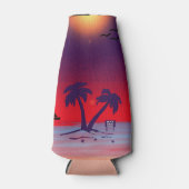 Beach Palm Trees Lila Red Flaschenkühler (Vorderseite)
