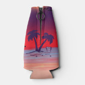 Beach Palm Trees Lila Red Flaschenkühler (Rückseite)