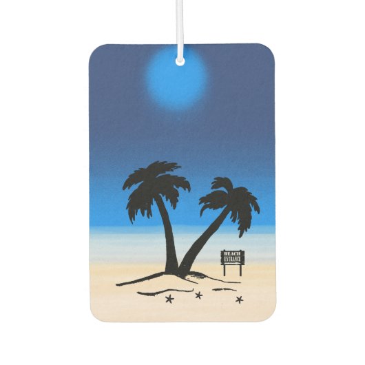 Beach Palm Trees Midnight Blue Autolufterfrischer (Vorderseite)