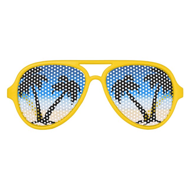 Beach Palm Trees Midnight Blue Partybrille (Vorderseite)