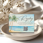 Beach Palm Trees QR Code Wedding Gift Registry Begleitkarte