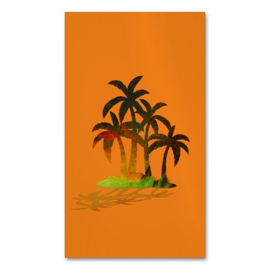 Beach Palm Trees Sunset Business Card Magnet (Vorderseite Vertikal)