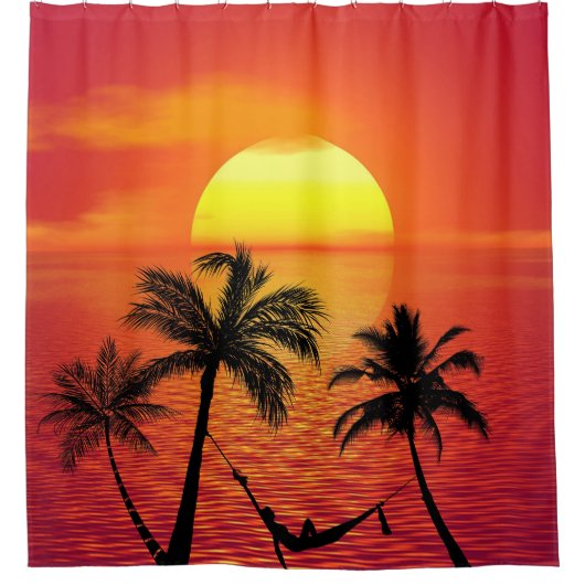 Beach Palm Trees Sunset |  Duschvorhang (Vorderseite)