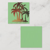 Beach Palm Trees Sunset Quadratische Visitenkarte (Vorne/Hinten)