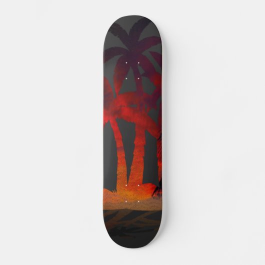 Beach Palm Trees Sunset Skateboard (Vorderseite)