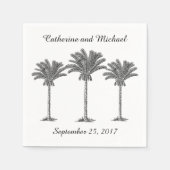 Beach Palm Trees Tropical Schwarz-weiß Wedding Serviette (Vorderseite)