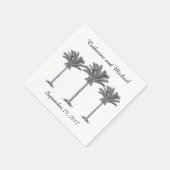 Beach Palm Trees Tropical Schwarz-weiß Wedding Serviette (Ecke)