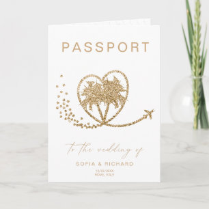 Beach Palm Wedding Reisepass - Weltkarte Einladung