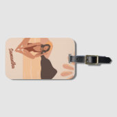 Beach Paradise Summer Retro Individuelle Name Gepäckanhänger (Vorderseite (Horizontal))