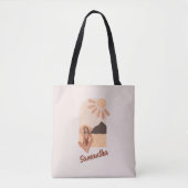 Beach Paradise Summer Retro Individuelle Name Tote Tasche (Vorderseite)