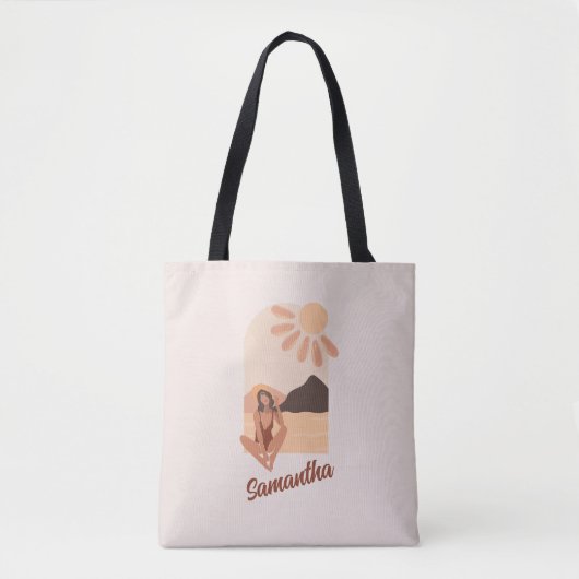 Beach Paradise Summer Retro Individuelle Name Tote Tasche (Vorderseite)