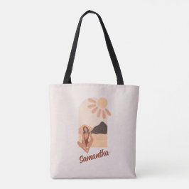 Beach Paradise Summer Retro Individuelle Name Tote Tasche