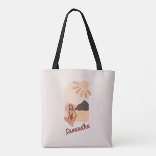 Beach Paradise Summer Retro Individuelle Name Tote Tasche