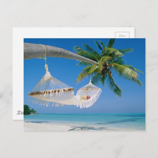 Beach Paradise Urlaub Hammock Postkarte (Vorne/Hinten)