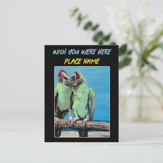 "Beach Parrots" Gemälde auf einem Postkarte (Stehend Vorderseite)