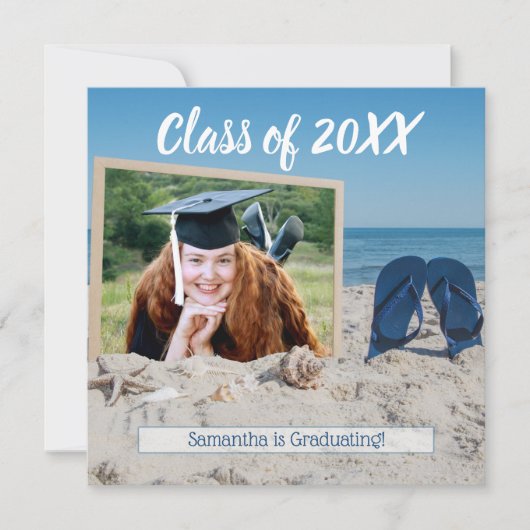 Beach Party Abschluss Foto Einladung (Vorderseite)