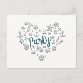Beach PARTY Aquamarin Diamonds Save the Date Einla Ankündigungspostkarte