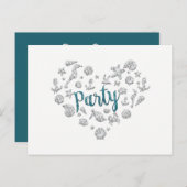 Beach PARTY Aquamarin Diamonds Save the Date Einla Ankündigungspostkarte (Vorne/Hinten)