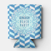 Beach Party Art Deco Muschel und Herringbone Custo Dosenkühler (Rückseite)