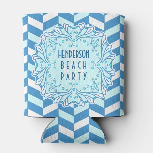 Beach Party Art Deco Muschel und Herringbone Custo Dosenkühler (Rückseite)