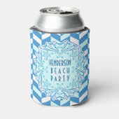 Beach Party Art Deco Muschel und Herringbone Custo Dosenkühler (Kanne Rückseite)