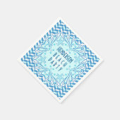 Beach Party Art Deco Muschel und Herringbone Custo Serviette (Ecke)