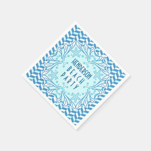 Beach Party Art Deco Muschel und Herringbone Custo Serviette (Ecke)