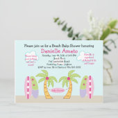 Beach Party Babydusche Einladung (Stehend Vorderseite)