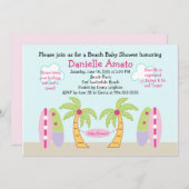 Beach Party Babydusche Einladung (Vorne/Hinten)