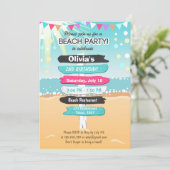 Beach Party Beach Geburtstagsfeier Beach Einladung (Stehend Vorderseite)