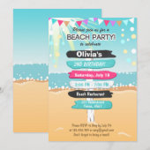 Beach Party Beach Geburtstagsfeier Beach Einladung (Vorne/Hinten)