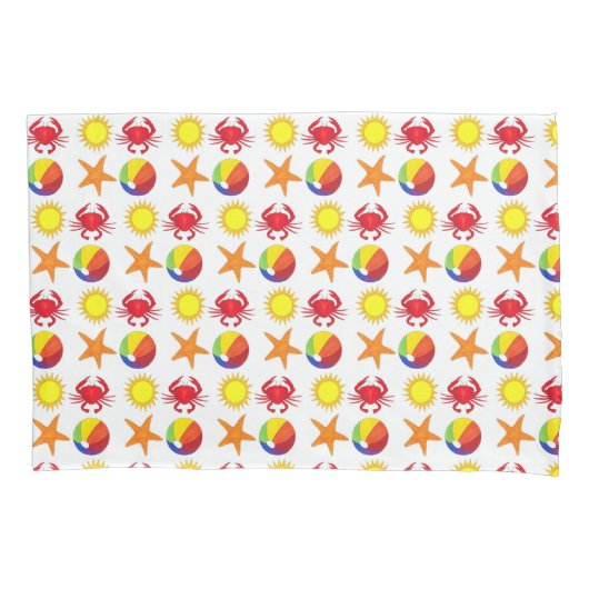 Beach Party Beachball Sun Crab Starfish Küste Kissenbezug (Vorderseite)