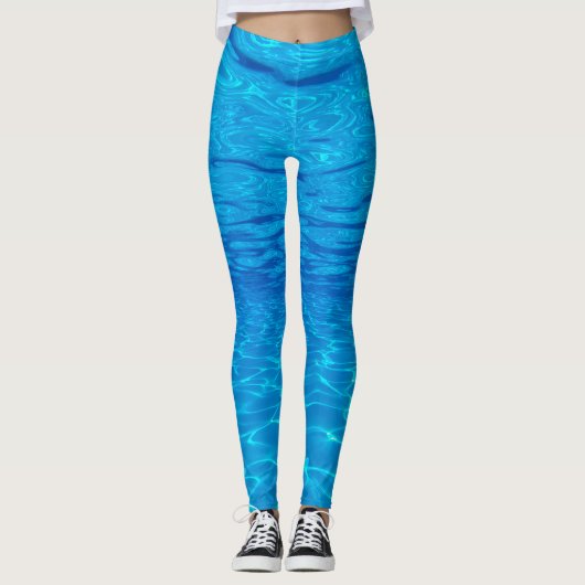 Beach Party Blues Sonne Meerwasserpool Pop Farbe Leggings (Vorderseite)