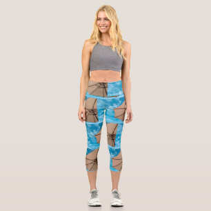 Beach Party Blues Sonne Ozean Schirm Pop Farbe Capri Leggings
