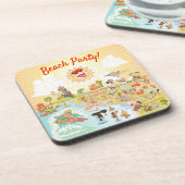 Beach Party California Plastik Untersetzer (Linke Seite)