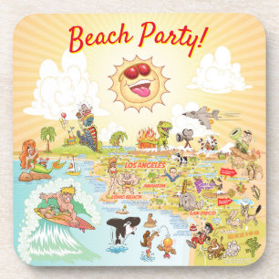 Beach Party California Plastik Untersetzer