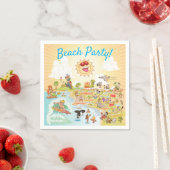Beach Party Cartoon California Paper Napkin Serviette (Beispiel)