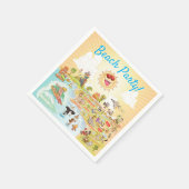 Beach Party Cartoon California Paper Napkin Serviette (Ecke)