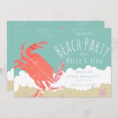 Beach Party Crab Sand Ocean Waves Einladung (Vorne/Hinten)