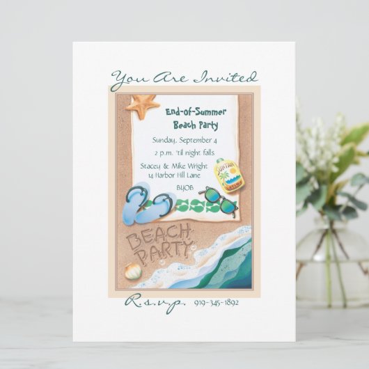 Beach Party © Einladung (Stehend Vorderseite)