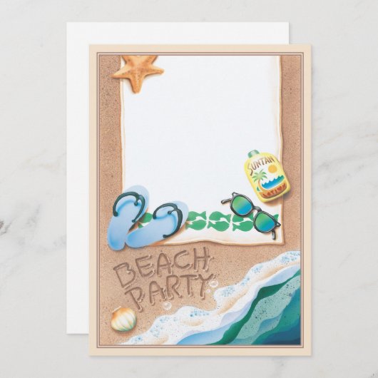 Beach Party © Einladung (Vorne/Hinten)